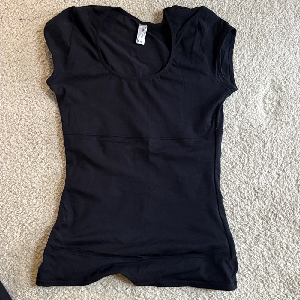 Flexees Black Cap Sleeve Top Shapewear large